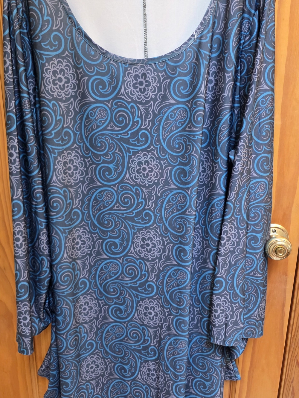 Women’s Asymmetrical Dress in Teal Paisley